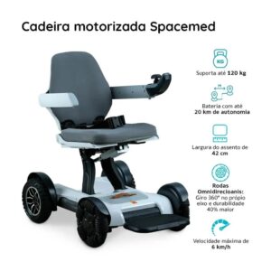 Cadeira de Rodas Spacemed Motorizada Dobrável até 120kg Dellamed