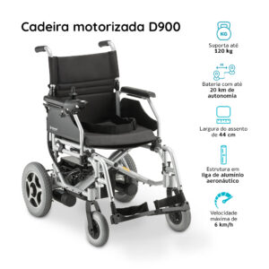 Cadeira De Rodas Motorizada Dobrável 120 Kg D900 Dellamed