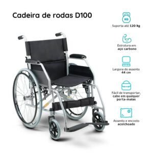 Cadeira de Rodas Dobravel em aço até 120kg