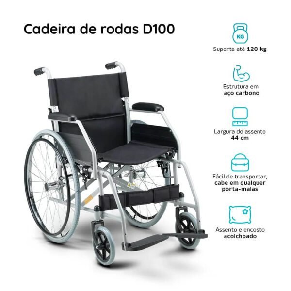 Cadeira de Rodas Dobravel em aço até 120kg