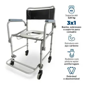 Cadeira de Banho Higiênica Dobrável e Desmontável até 120 Kg D40 Dellamed